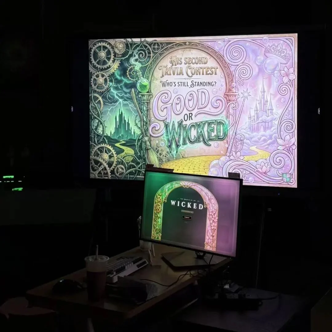 Students in pink and green camp costumes