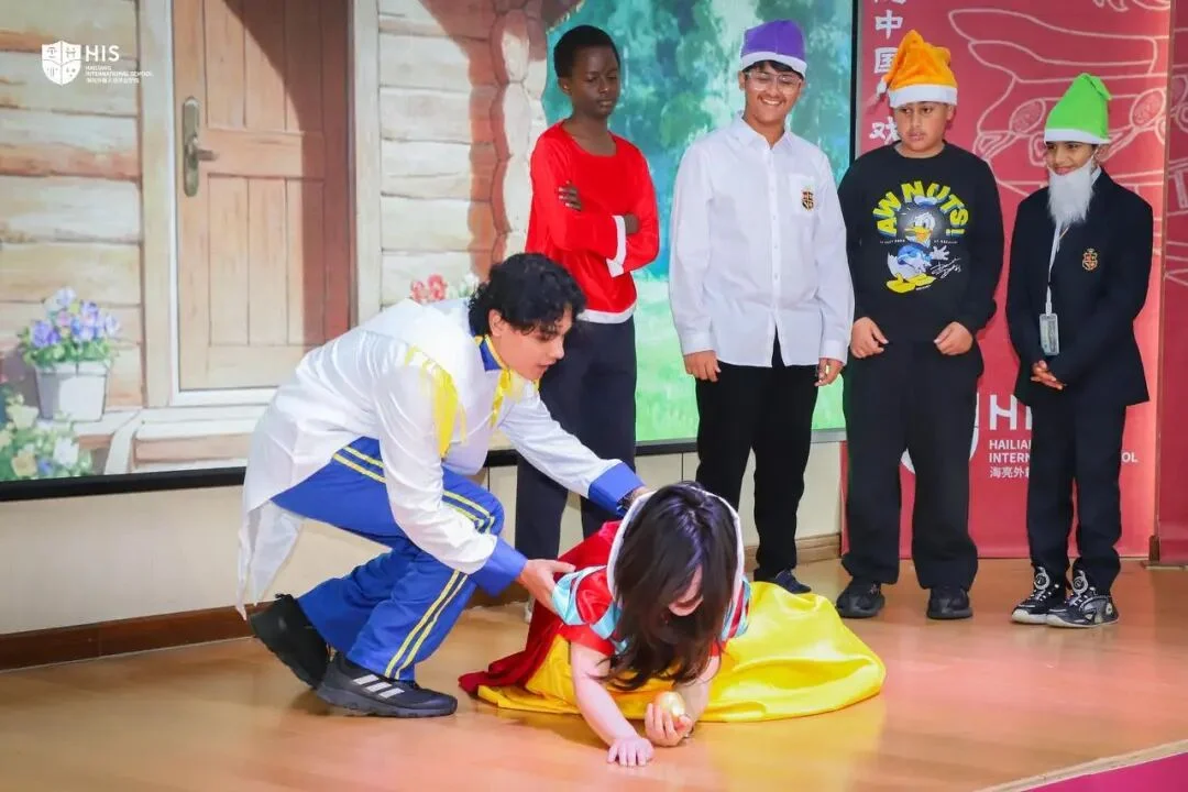 Foreign teachers performing on stage